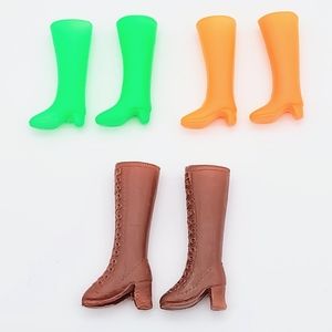 Vintage Barbie Clone Mod Francie Knee High Boots Mattel 1960's/70's Three Pairs